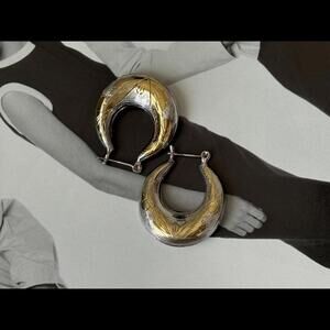 Vintage Sterling Silver and Gold-Tone Hoop Earrings